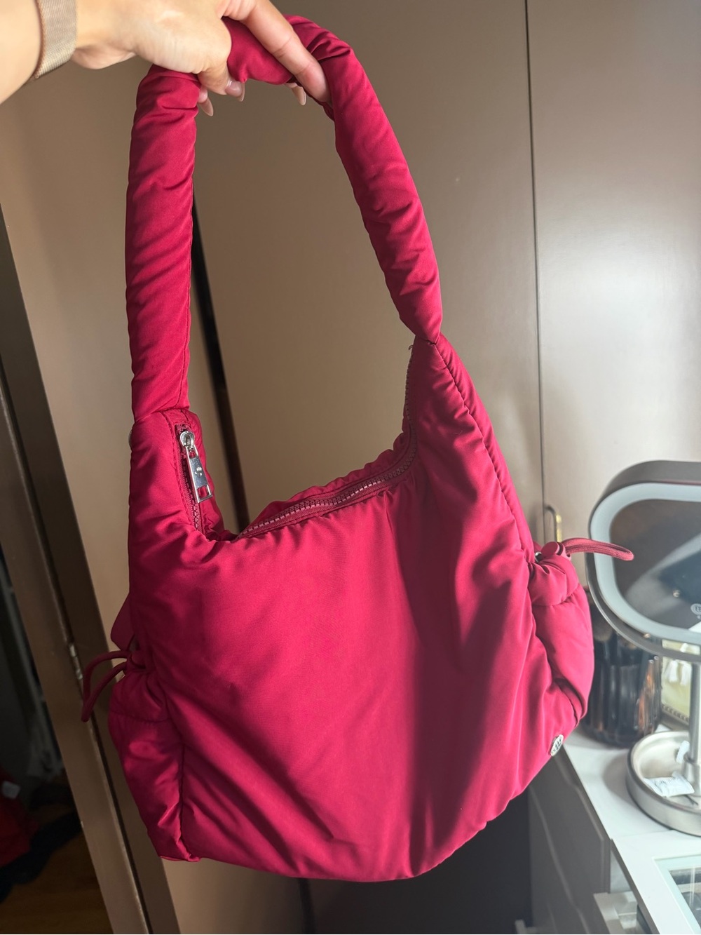 BearPaw Quilted Shoulder Bag in Deep Pink